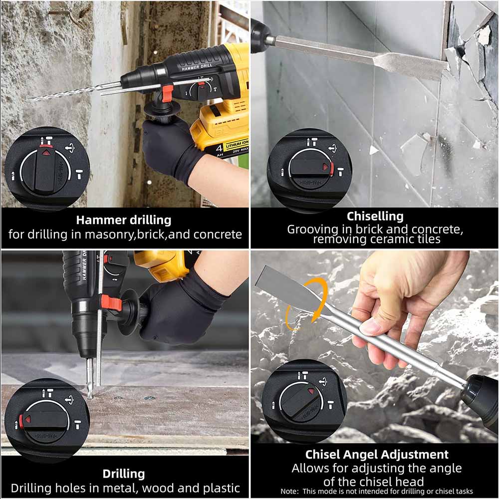 For Dewalt 20V Battery 26MM Brushless Electric Hammer Drill Multifunctional Rotary Cordless Hammer Drill For Makita/Milwaukee