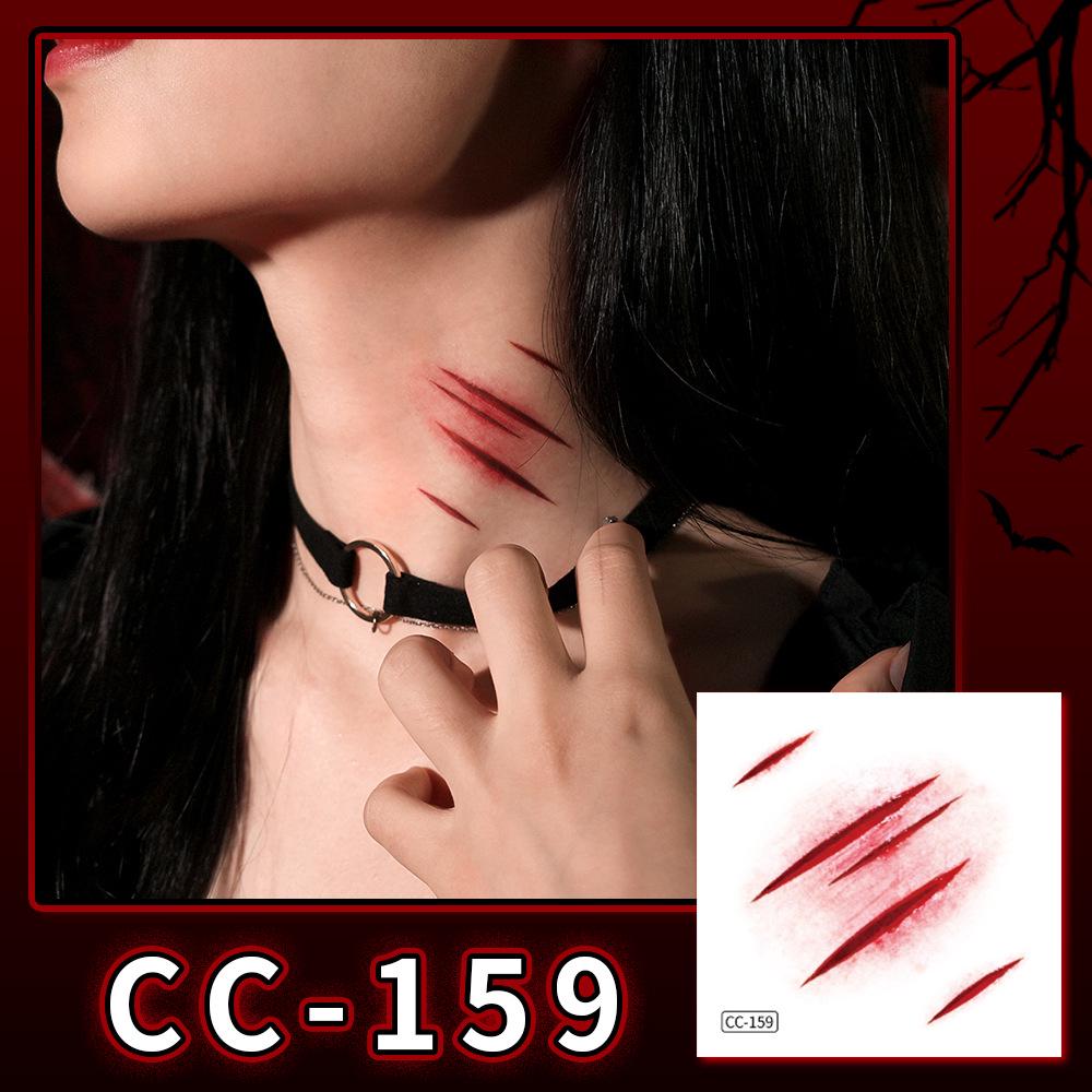 Nuovi Tatuaggi Impermeabili di Halloween Horror Cicatrice Faccia - Adesivi Trucco Opachi per Feste Festival