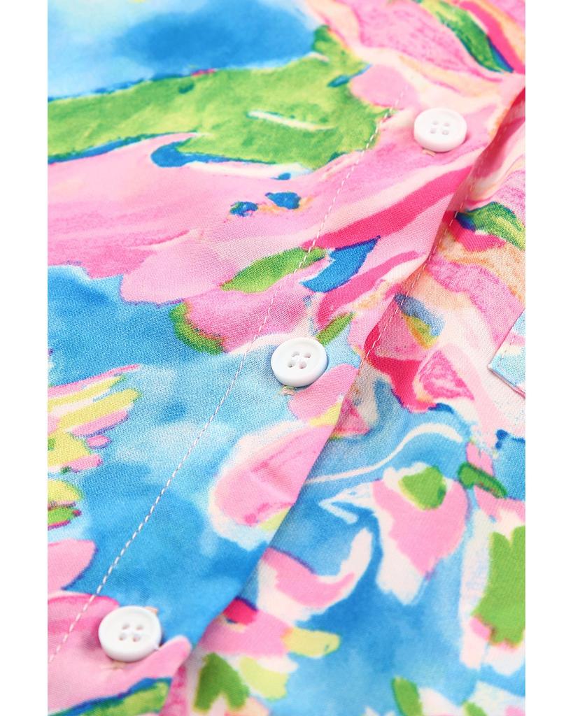 Azura Exchange Buttoned Sheath Long Sleeve Shirt with Abstract Floral Print