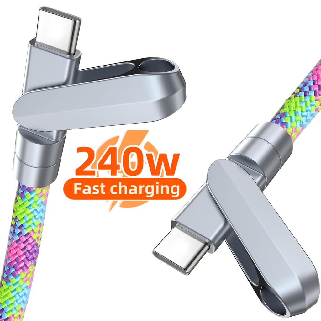 2 IN 1 Portable Phone Lanyard Data Cable 240W PD3.1 Type C To Type C Fast Charging Cord for Macbook iPad iPhone 16 15 Xiaomi 14