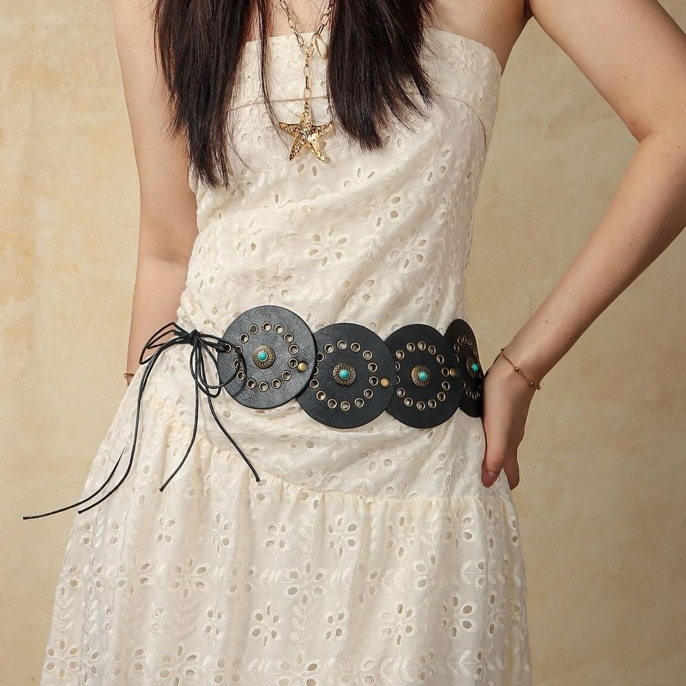 Punk Wide Women's Belt Turquoise Dress Jeans Belt Retro Rivet Waist Belt  Spicy Girls