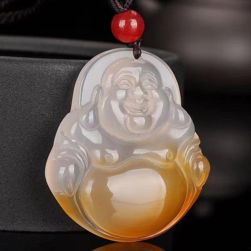 Pendant Pretty Guanyin Buddha Ruyi White Floating Yellow Necklace