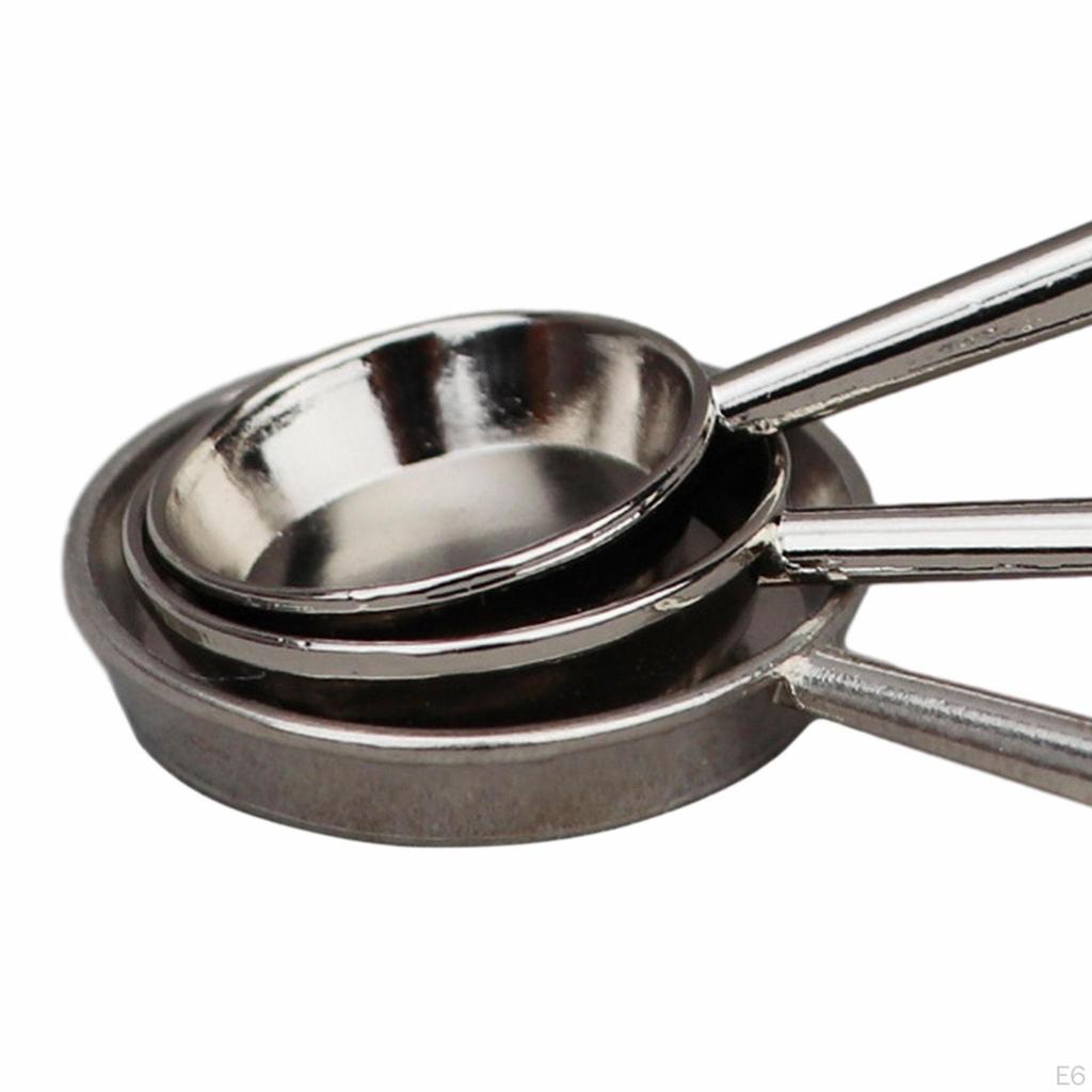 3 Pieces Dollhouse Cookware Set Miniature Metal Frying Pans 1/12 Scale for Kitchen