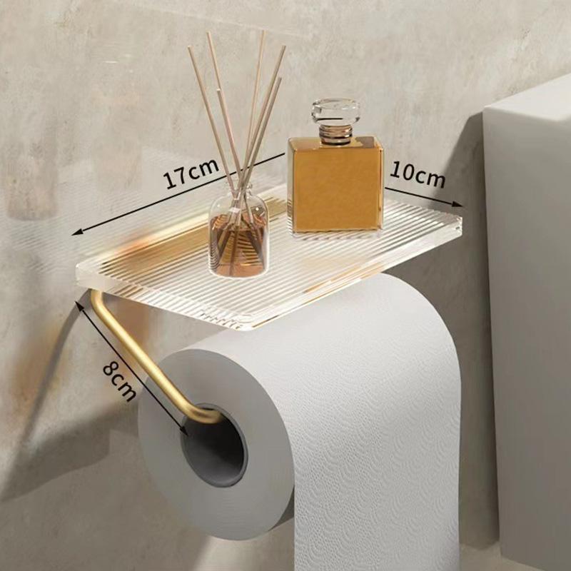 

Роскошный держатель для туалетной бумаги, настенный держатель для рулонной бумаги из акрила без отверстий, с полкой, органайзером для ароматов, вешалкой для салфеток
