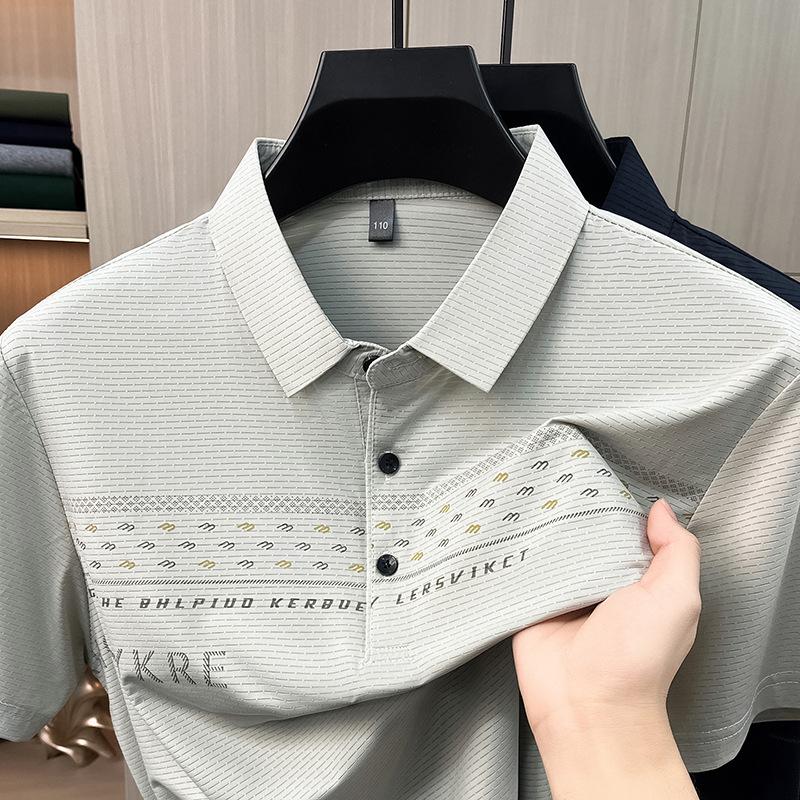 

2026 Trendy Men s Printed Lapel T-Shirt - Short Sleeve for Middle-Aged Dads 4XL