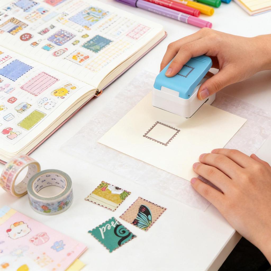 Square Stamp Embossing Machine Square Postage Hole Embossing Cutter Tool Crafts Stamp Shape Cutters For Scrapbook Cards