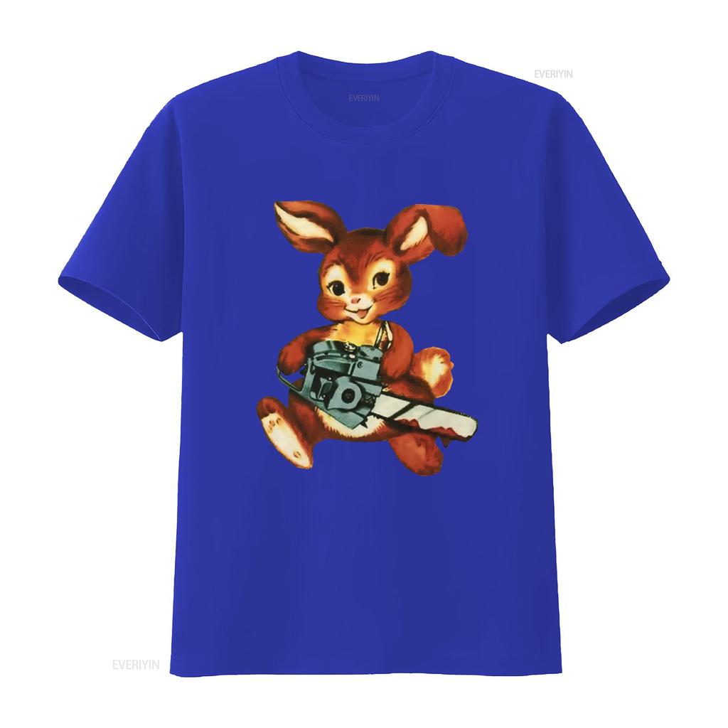 Chainsaw Bunny Funny Freaky T Shirt for Adults Unique Design Any Size Available vintage Washed homme Comfortable Casual Stylish