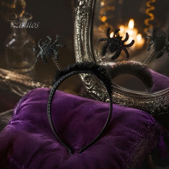 Halloween Headband Costume Accessories Headbands, Black Spider Bat Headband, Glitter Fluffy Hair Hoop Dark Style Cosplay for Women, Teens, Cosplay,