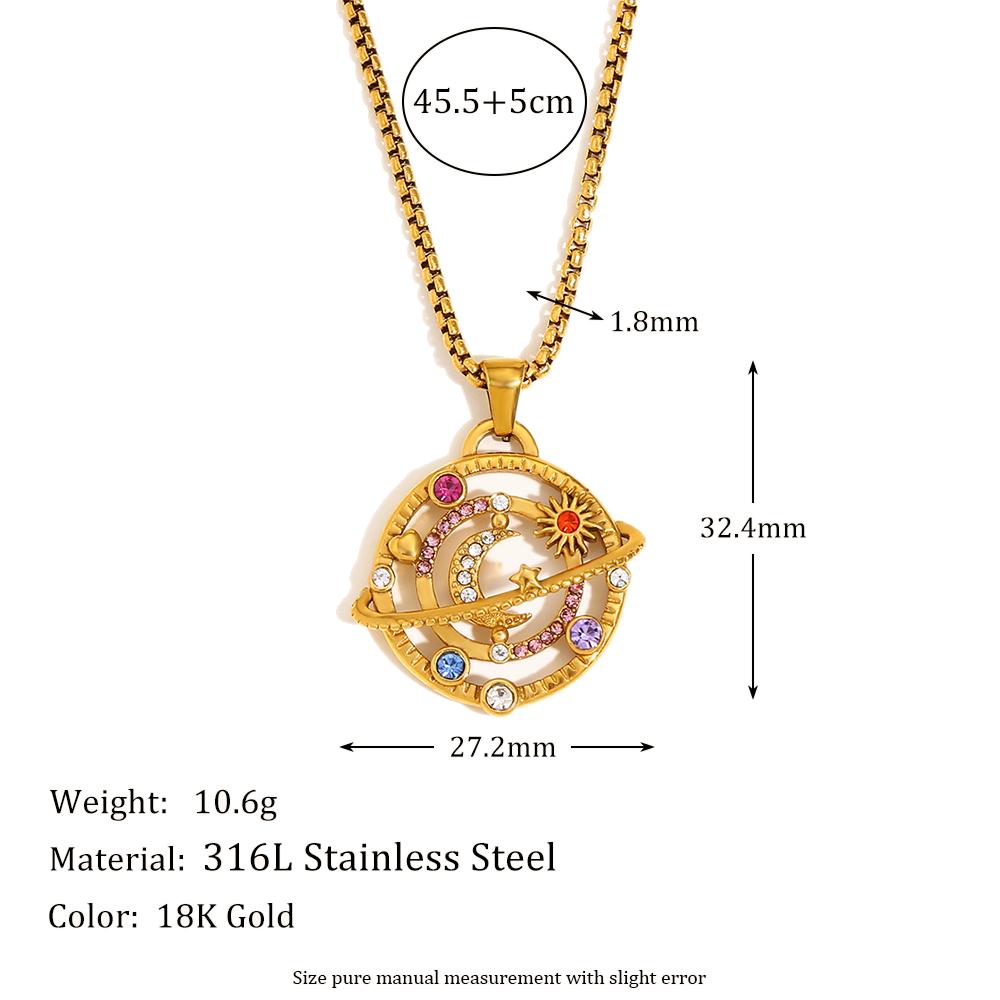 

MamacitaSlay 316L Stainless Steel Galaxy Rhinestone Necklace 18K Gold Plated Waterproof Minimalist Jewelry For Women Daily Wear золотий
