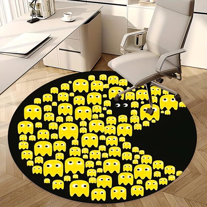 Pac Man Ghosts,s Chair mat Round Rug Office carpet, Machine Washable, Non slip, Suitable for Living Rooms, Bedrooms