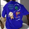2025 Summer Men's fashion 100% cotton short sleeve T-shirt Romantic space theme printed casual loose T-shirt