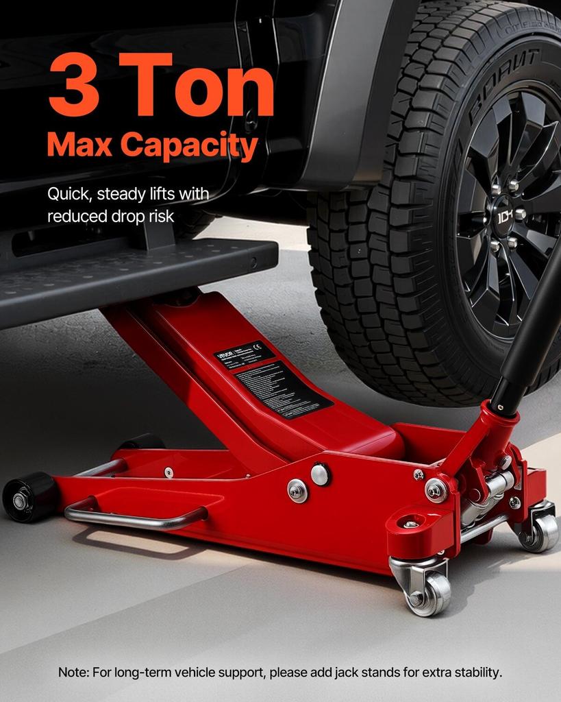 Low Profile Floor Jack, 3 Ton Capacity, Aluminum Racing Floor Jack with Dual Pistons Quick Lift Pump, Hydraulic Trolley Car Lift for Sports Cars,