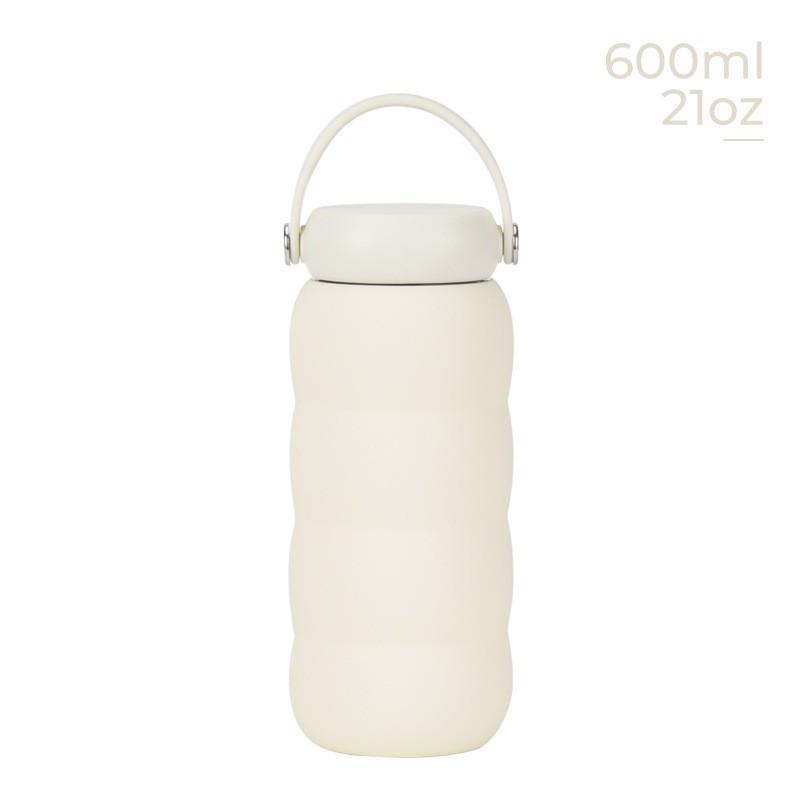 600ml Stainless Steel Vacuum Insulated Water Bottle With Wide Mouth Carry Strap Outdoor Sports Travel Office