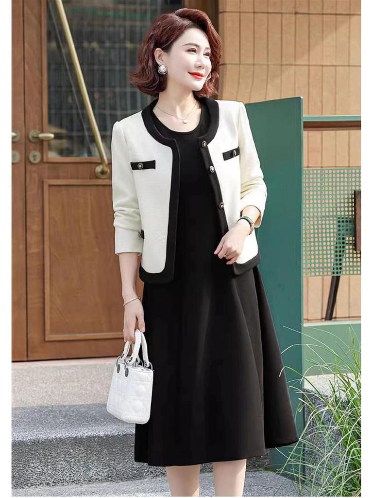 2025 Little Fragrance Style Spring-Autumn Two-Piece Set for Middle-Aged Women