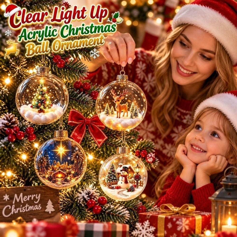 Transparent Christmas Ball Ornament Lightweight Durable Clear Sphere Bauble 2D Flat Pattern Compact Holiday Tree Decor