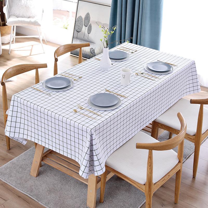 Modern Simple Pvc Tablecloth Waterproof And Oil-Proof Leave-In Coffee Table Dining Table Cloth Rectangular Light Luxury Plaid Table Mat