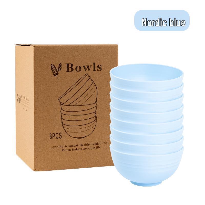 Cross-border PP Plastic Bowl Set - Multi-purpose for Dormitory: Includes Water, Fruit, Salad, Noodle, Soup, and Rice Bowls. Large Size.