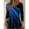Large Women's Elegant Long Sleeve T-shirt - Black Purple Gradient Color Change