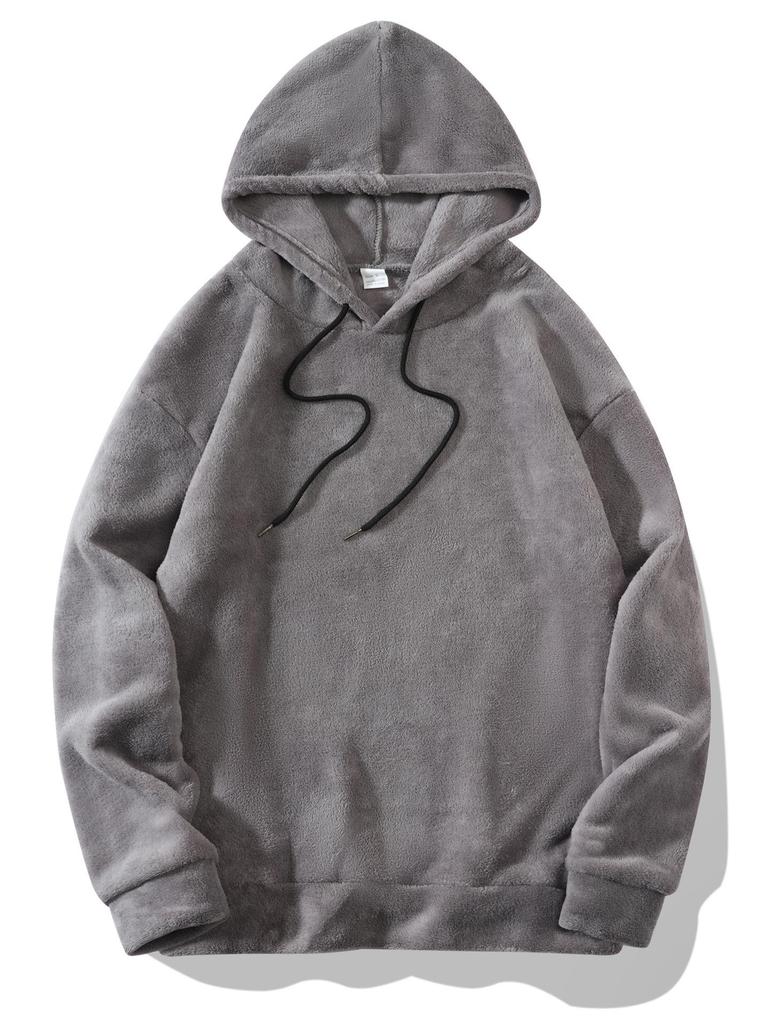 Men's Plus Size Hooded Casual Sweatshirt - Autumn/Winter Coral Fleece Fashion Style