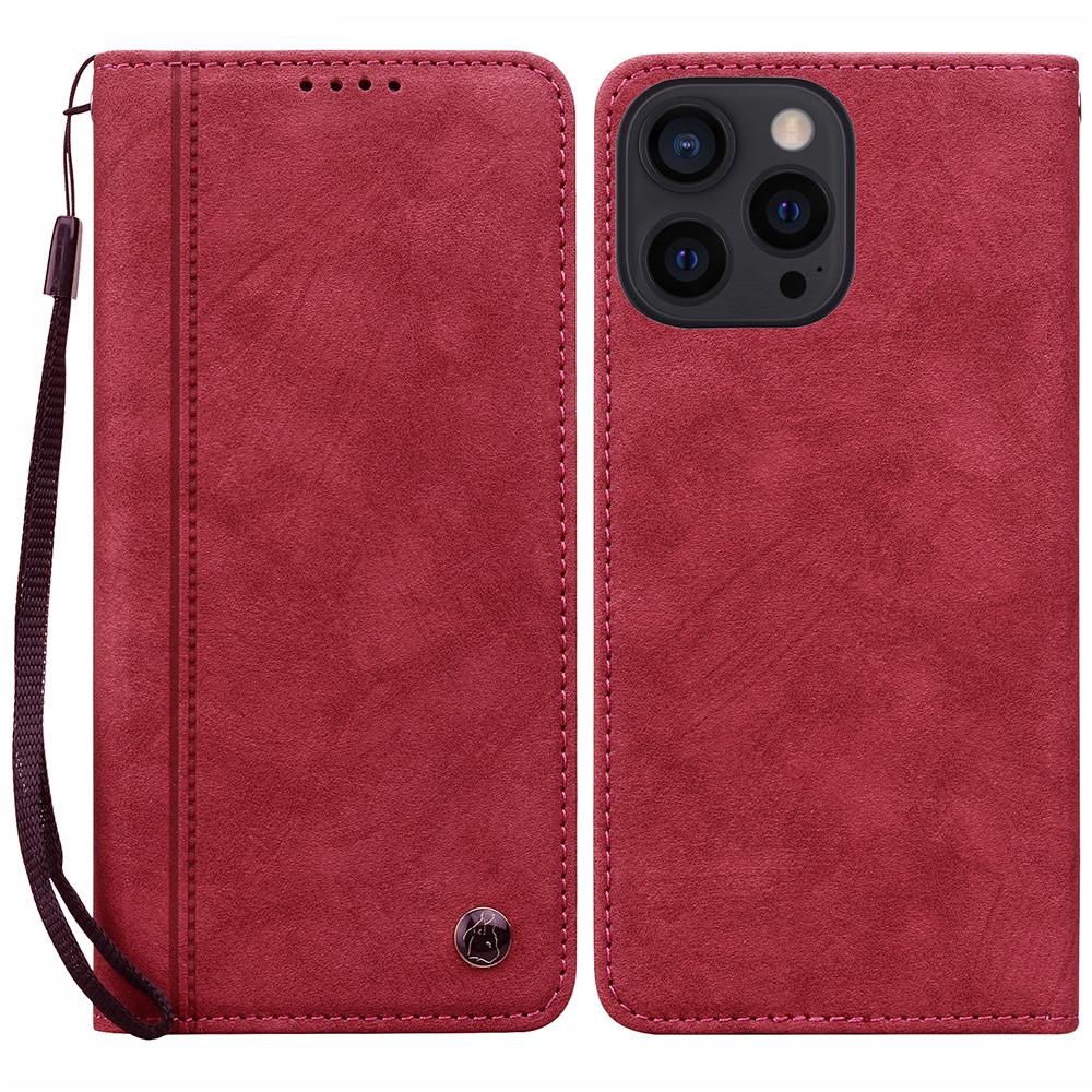 Für iPhone 16 Pro Hülle Linienmuster Brieftasche Leder Handyhülle mit Riemen