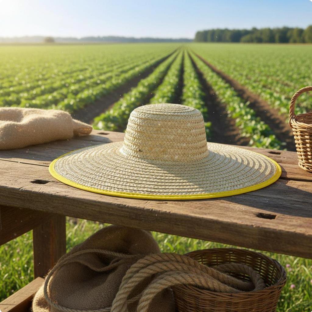 Wide Brim Straw Hat Breathable Woven Sun Lightweight Headwear for Farmers, Gardeners, Farming,