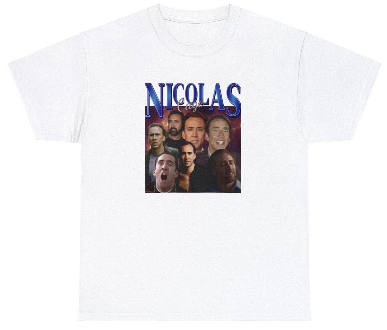 Nicolas Cage 90 s Bootleg Rap T Shirt Funny Nick Nic Cage Parody Gift Y2K Tee S