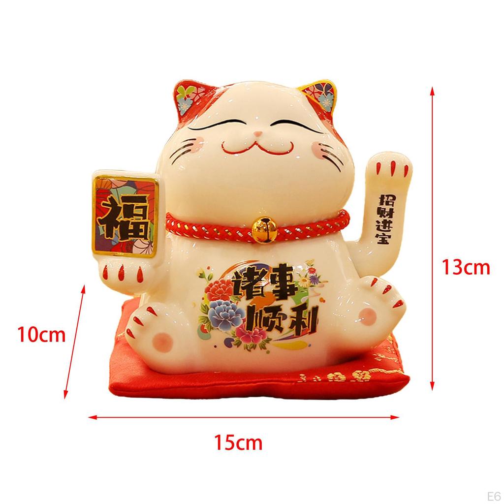 Chinese Cat Ornaments Animal Figurine Ceramic Waving Craft Sculpture Statue for Garden Indoor