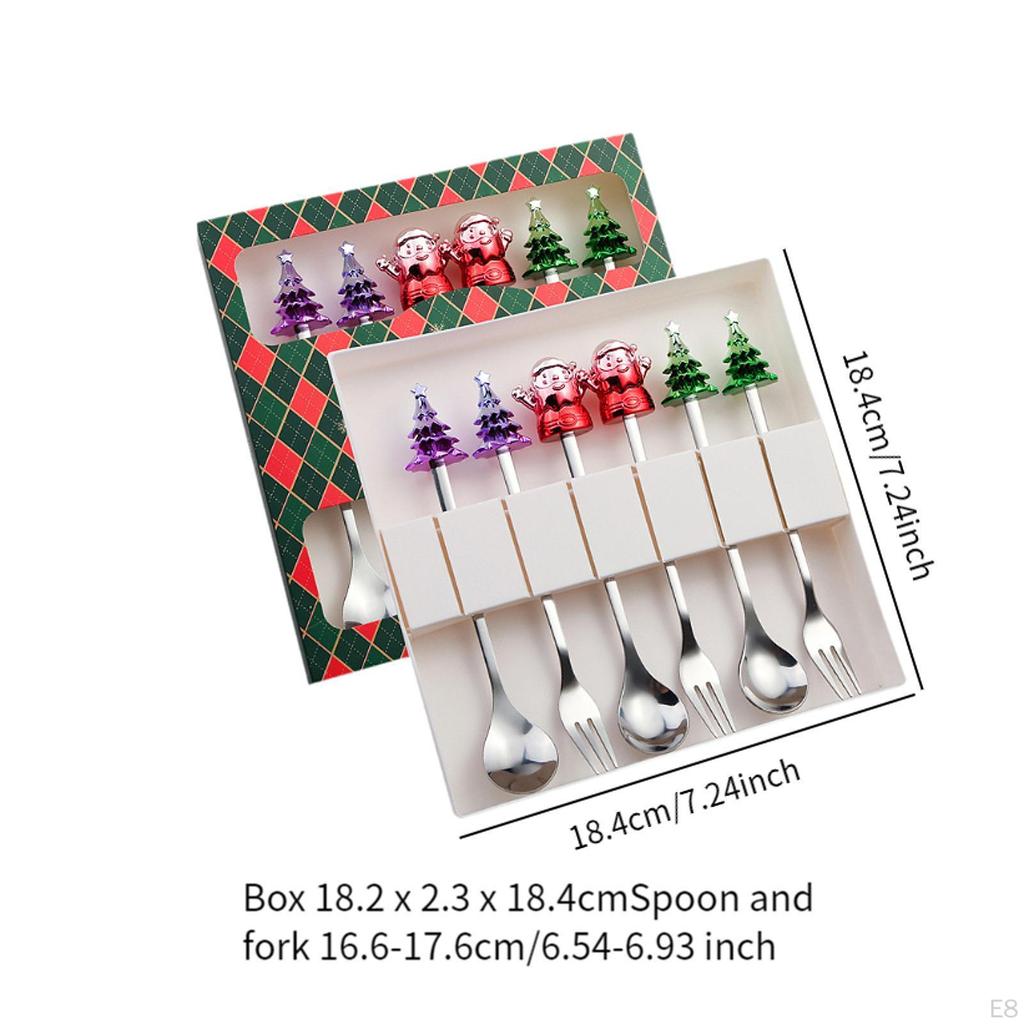 6 kusů Vánoční dezertní vidlička lžíce příborová sada nádobí Vánoce do kuchyně