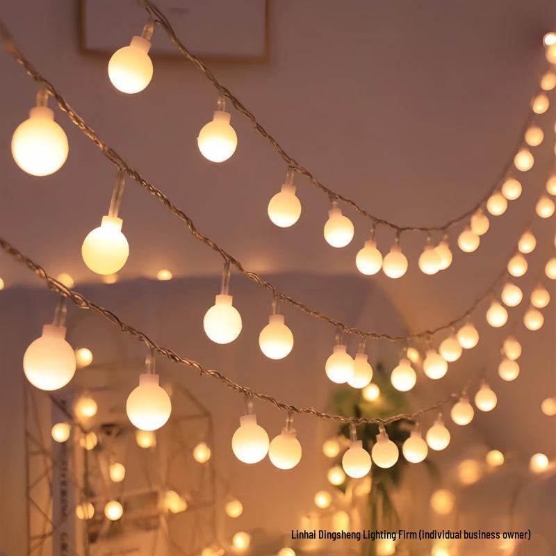 Outdoor Waterproof Solar LED Colorful White Ball String Lights for Camping and Room Decor