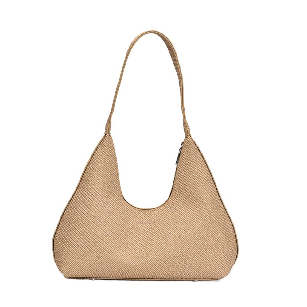 

Elegant PU Hobo Bag Solid Color Texture Handbag Classic French Underarm Bag Women хаки