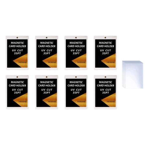 Magnetic Card Loader with Stand, 35PT, UV Protection, One-Touch Magnetic Holder for Trading Card Cases, Protective Sticker Included (Set of 8 Loaders)