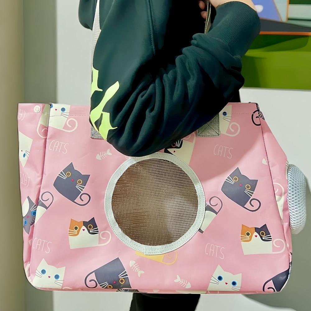 

Large Capacity Pet Outing Bag Oxford Cat Carrying Bag Cute Pet Backpack for Cats Dogs Puppy розовый