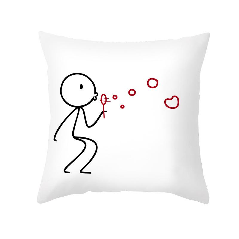 Valentine's Day Pillow Cover Couple Love Cushion Cover Peach Skin Fur Home Bedroom Sofa Cushion Cover