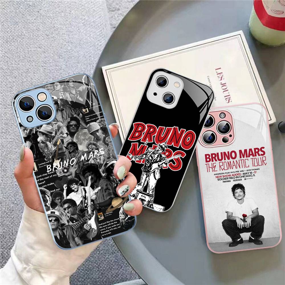 Célèbre Bruno Mars Le Romantique Pour IPhone 14 13 12 Mini 11 Pro XS Max X XR 14 Plus Coque en Verre Trempé