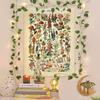 VIKAMA Illustrated Botanical Tapestry Vintage Floral Tapestry Long Vertical Wall Hanging Bedroom Floral Decorative Hanging