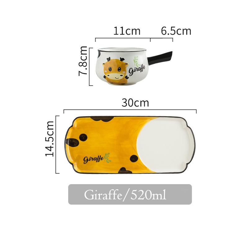 1 Set Cartoon Kaninchen Schüssel Schüssel Keramik Frühstück Platte Haferflocken Schüssel für Kinder Dessert Platte Milch Behälter