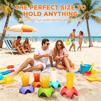 Cup Holder for Beach with Bold Colors Stackable Portable Drink Holder for Phones Snacks