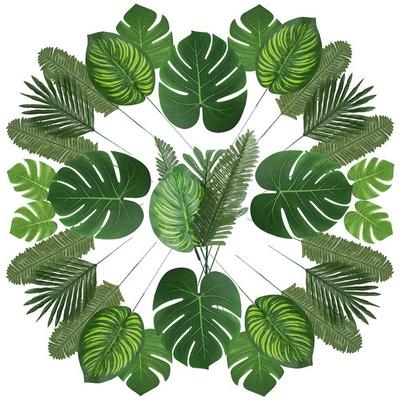 1PC Artificial Plant Tropical Palm Leaves Summer Monstera Simulation Leaf for Hawaiian Theme Party Decor Home Garden Fake Plant