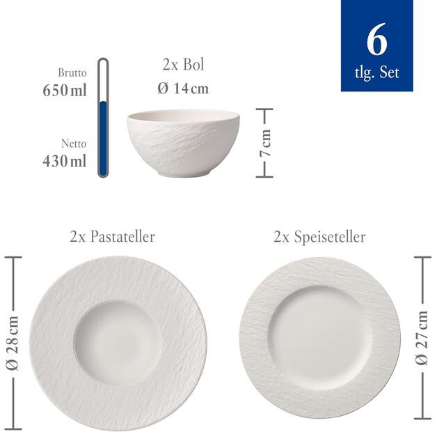 Сервиз столовый Villeroy & Boch Manufacture Rock blanc Starter, 6 предметов (1042408950)
