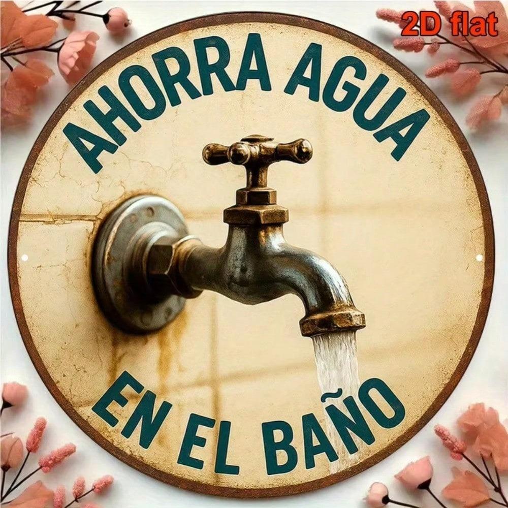 Retro Save Water Metal Sign 8x8 Inch Rustic Bathroom Laundry Kitchen Yard Wall Art