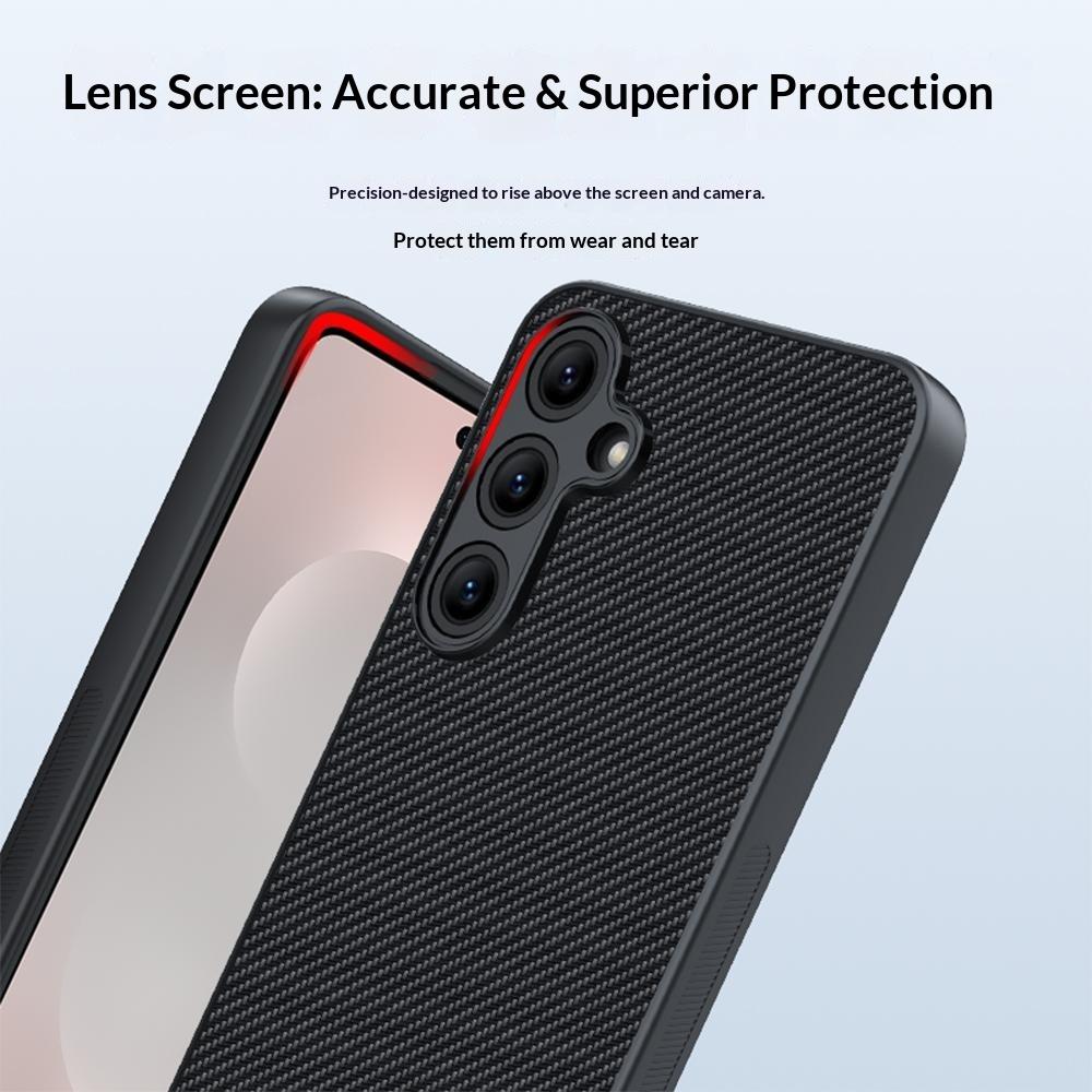 For Samsung Galaxy S26 Case Leather + PC Hard Phone Cover Carbon Fiber Texture