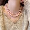 Collier de Perles de Verre pour Femmes, Convient pour l'Automne et l'Hiver, avec une Chaîne pour Pull, Un Élégant Collier de Perles pour le Cou.