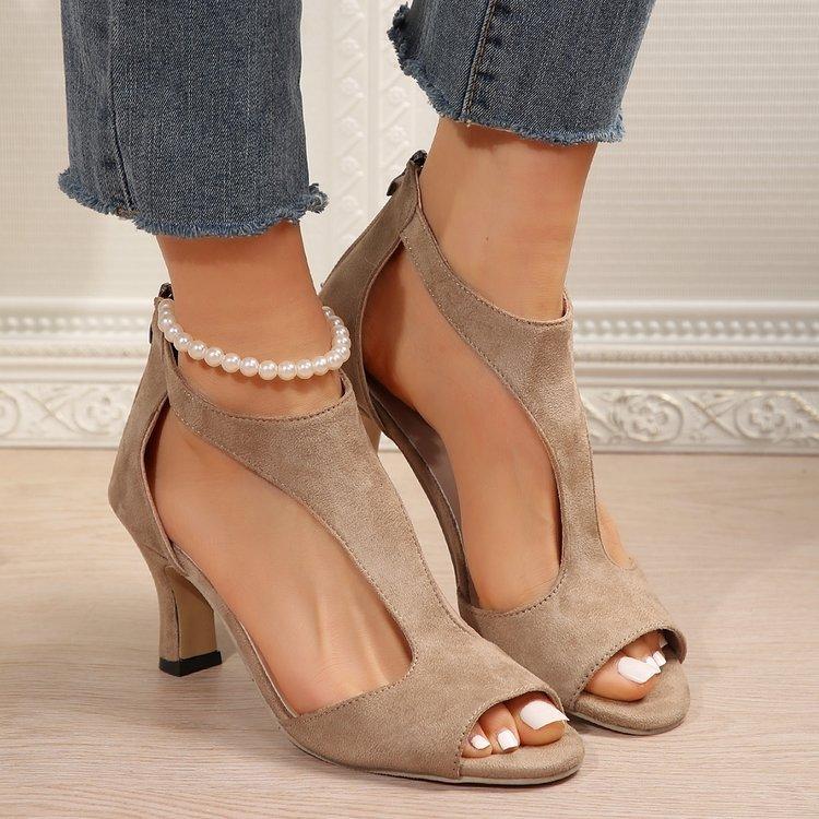 

Simple and fashionable rear zipper bag heel fish mouth sandals women s summer side empty stiletto sandals 43 абрикосовый