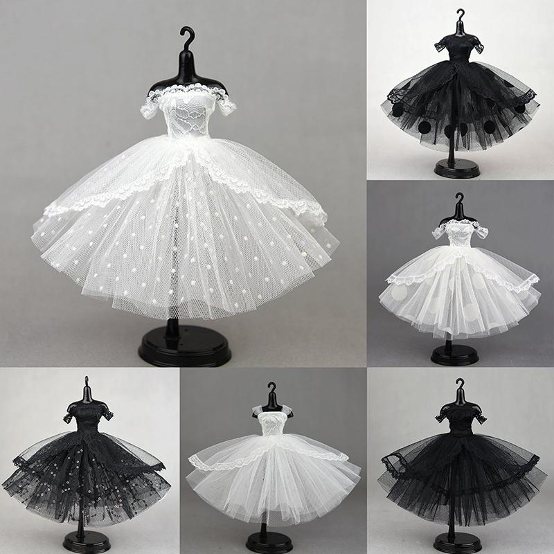 Mini Black Princess Doll Dress Wedding Dress Fluffy Skirt Multilayer Lace Tutu Dotted Doll Dress For Dolls Party Dress Clothes