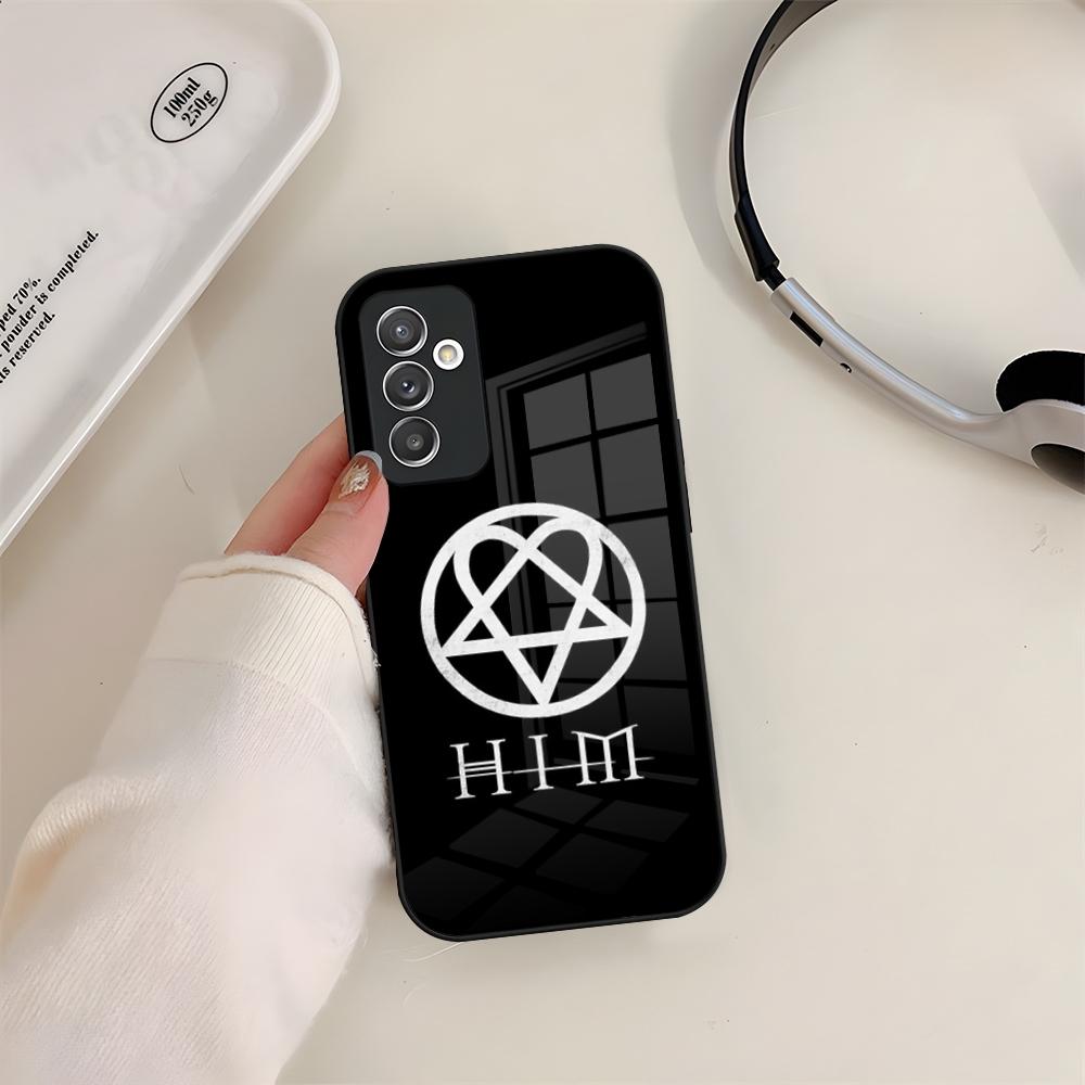 Him Ornate Heartagram Phone Case Glass For Samsung S24 S26 S23 S20 S25 S21 S22 Ultra Fe Plus A05 A06 A16 A26 A36 A56 Coque