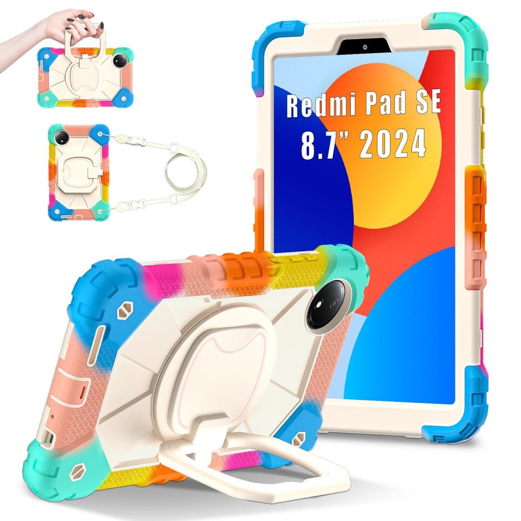 For Xiaomi Redmi Pad SE 8.7.360° Rotating Grip Heavy Duty Protection Stand TPU+PC 3in1 Anti-knock Shockproof Tablets PC Case