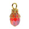 50pcs Colorful Faceted Crystal Drop Glass Filigree Flower Cap Dangle Charms