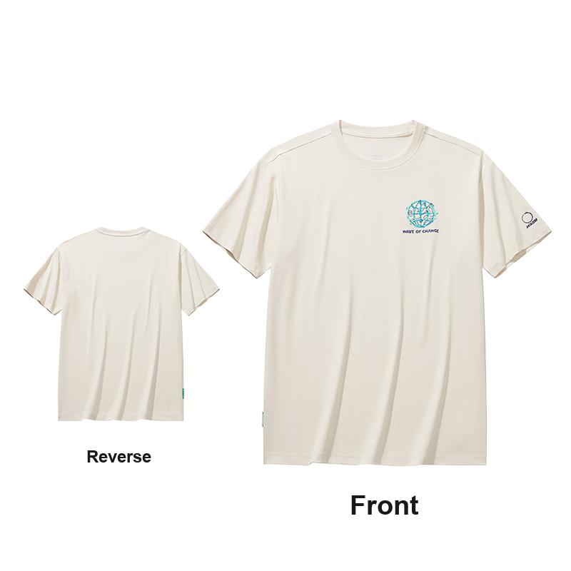 Anta Team Zero Solid Color Round Neck Comfortable Breathable Versatile Short Sleeve T-Shirt Unisex Tops Oat-Milk-Gray 172536105G-1