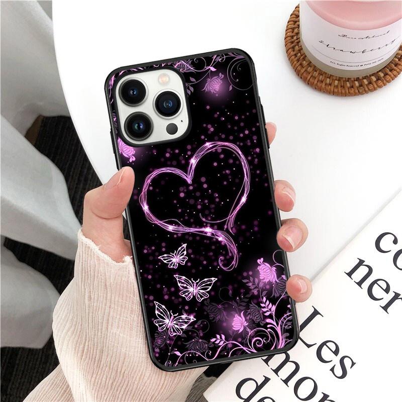 Phone Case For Iphone 14 13 12 11 Pro Max XS XR X 8 7 Plus SE Mobile Phone Cases Gold Rose Love Heart Funda Cell