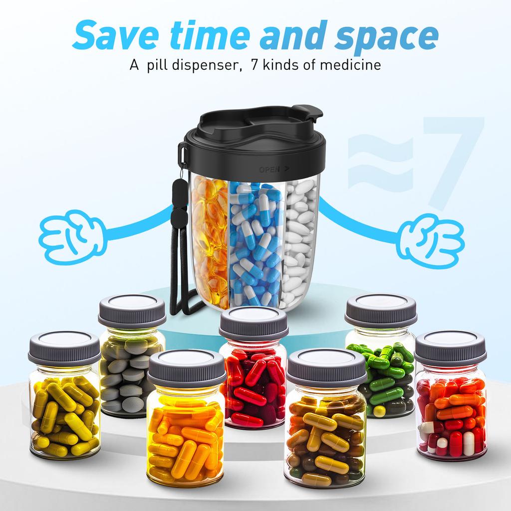 2PCS Weekly Large Pill Organizer Portable Pill Bottle Dispenser For 7 Vitamins Medicine Fish Oils Storage Box Travel Pillboxs